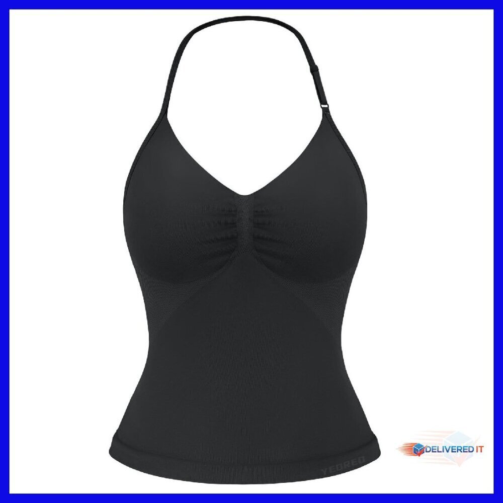 Women's Longline Strappy Halter Top with Built-in Bra Adjustable Strap